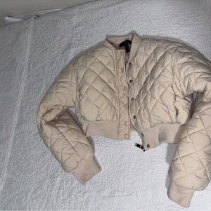 Forever 21 Beige Quilted Puffer Jacket